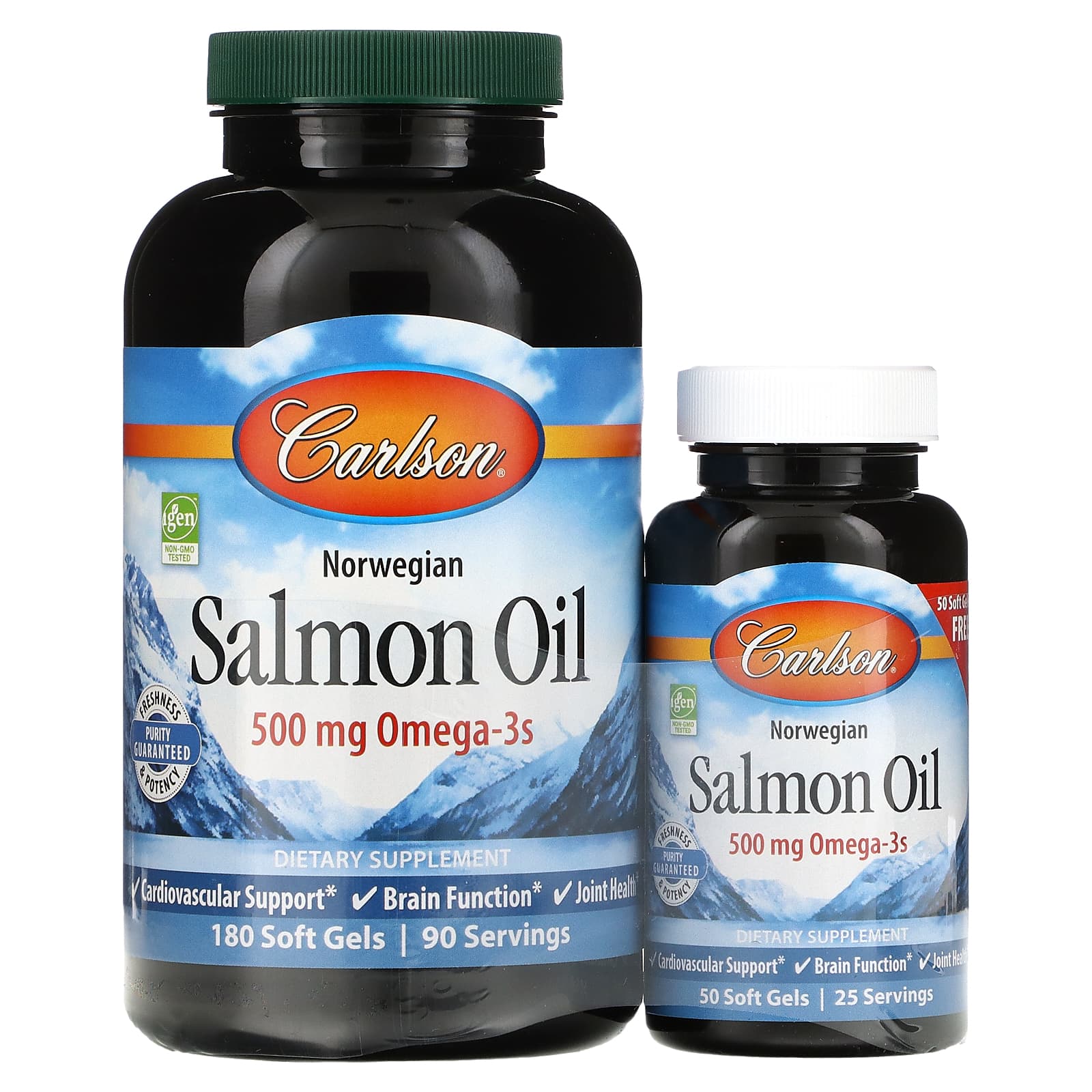 Carlson Labs, Norw Salmon Oil 180+50 Free, 230 Softgels UPC 088395015045 | HiLife Vitamins